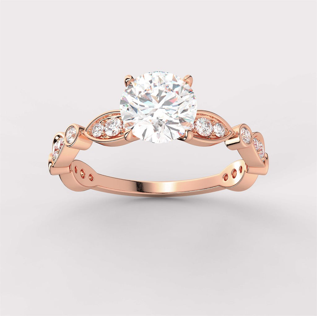 Diamond Engagement Ring with Marquise Shape Side Accents with IGI Certified Lab Grown Diamond