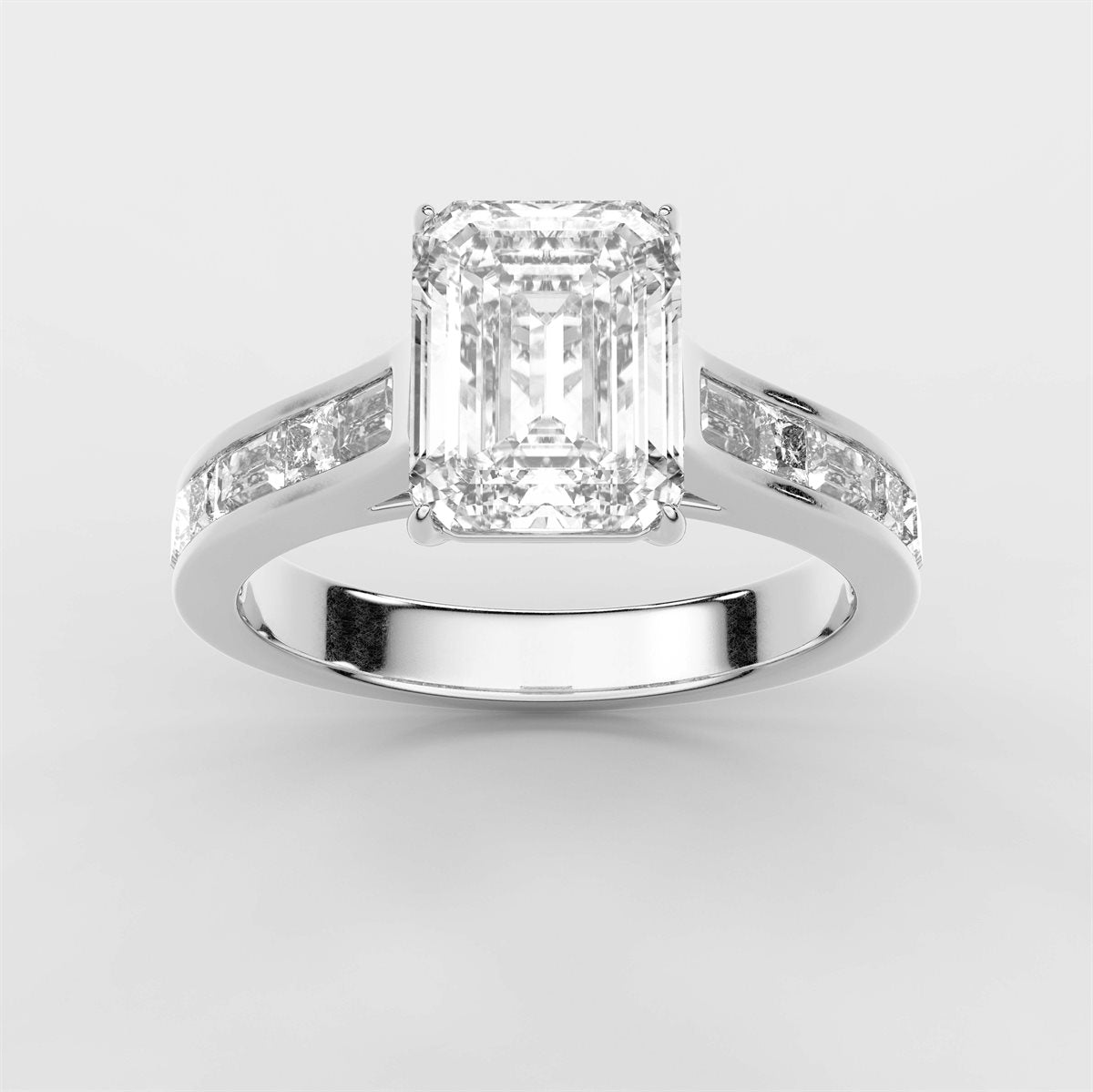 Side Accent Baguette Diamond Engagement Ring with IGI Certified Lab Grown Diamond
