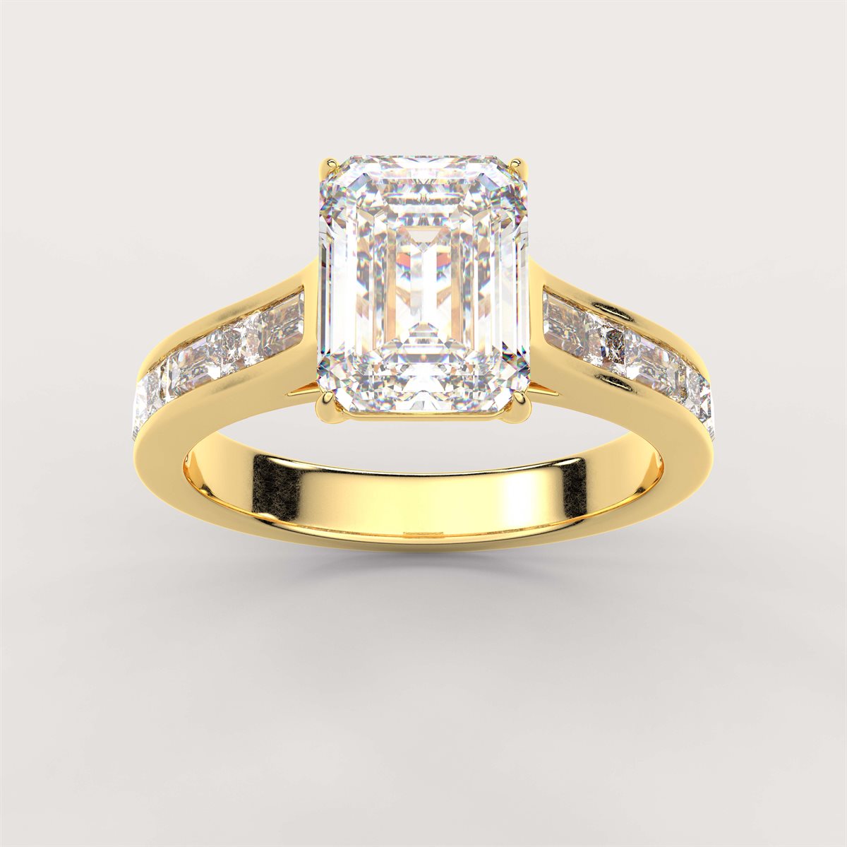 Side Accent Baguette Diamond Engagement Ring with IGI Certified Lab Grown Diamond