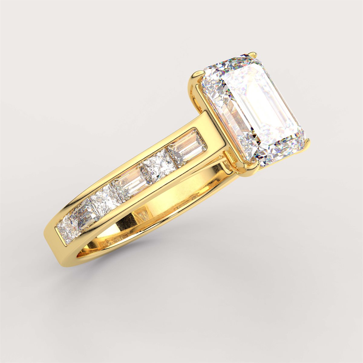 Side Accent Baguette Diamond Engagement Ring with IGI Certified Lab Grown Diamond