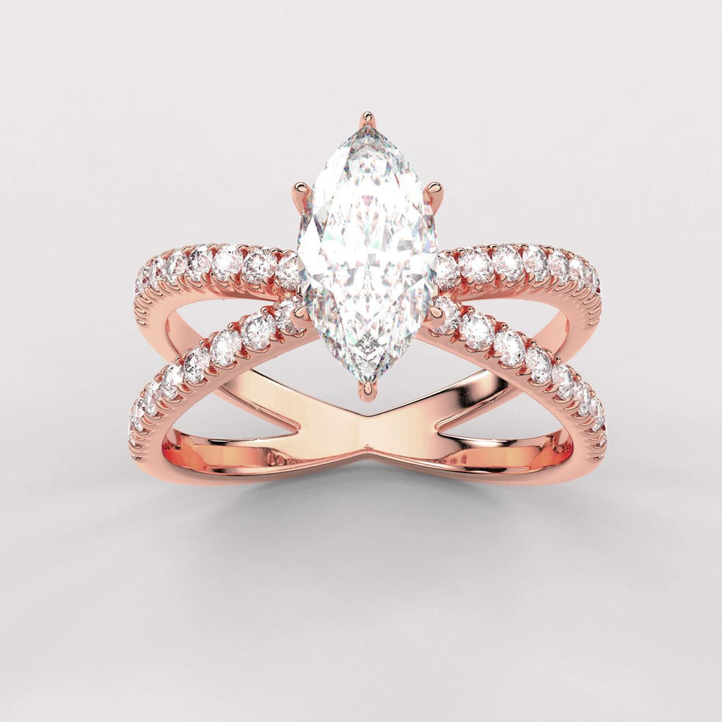 The Diamond Engagement Ring with Crossover Shank with IGI Certified Lab Grown Diamond