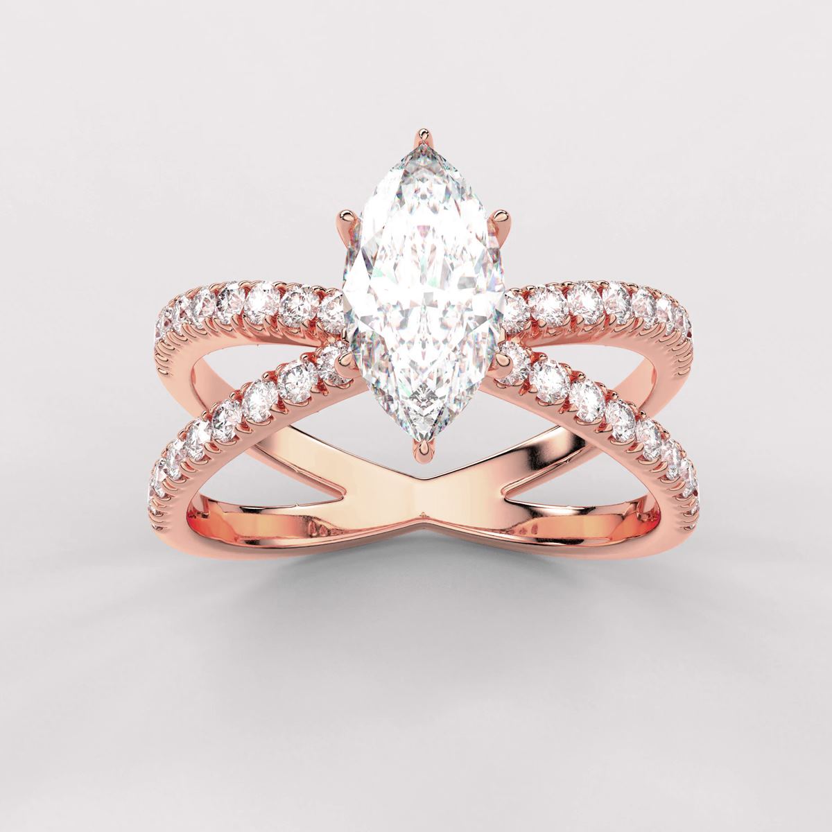 The Diamond Engagement Ring with Crossover Shank with IGI Certified Lab Grown Diamond