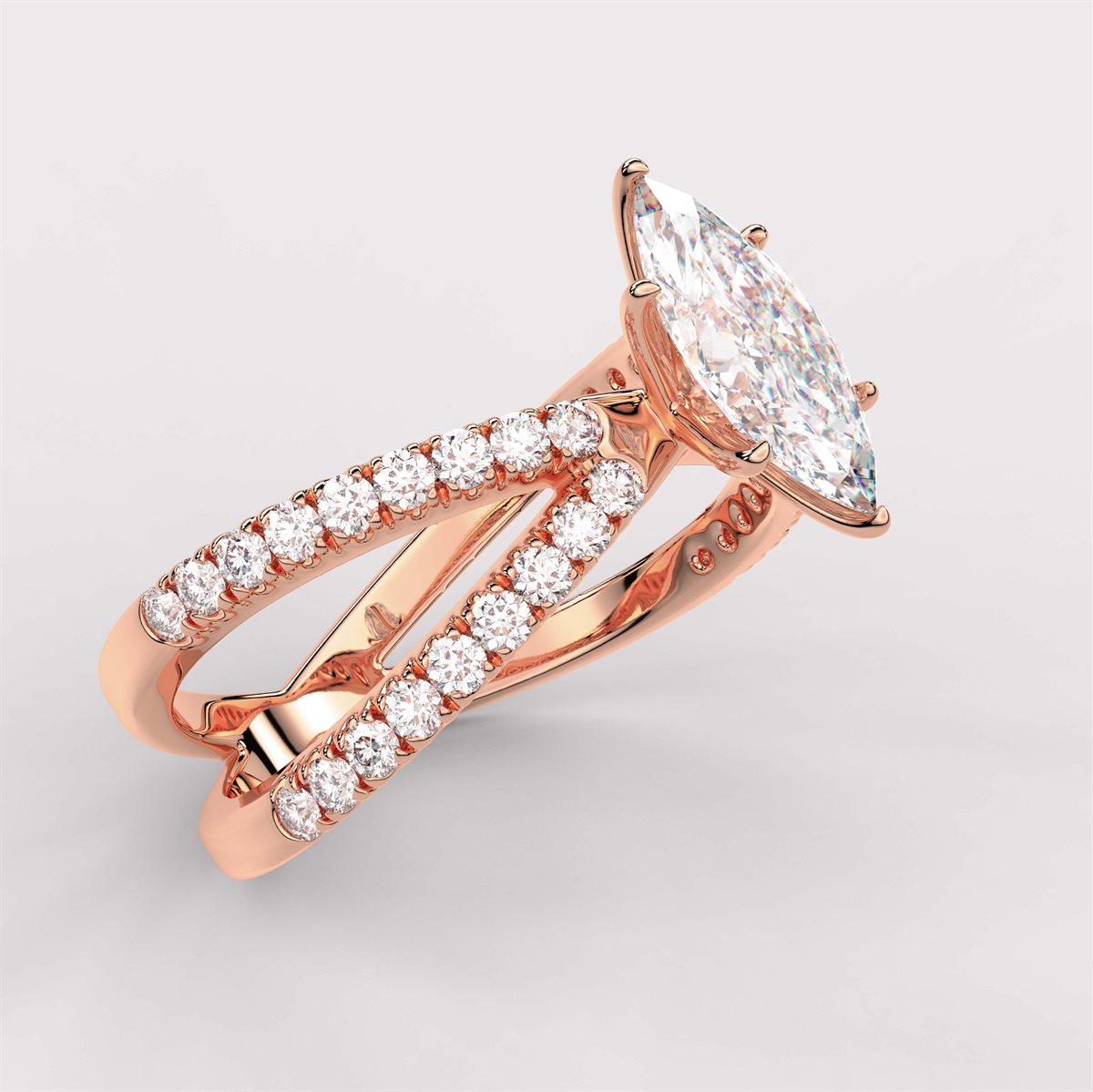 The Diamond Engagement Ring with Crossover Shank with IGI Certified Lab Grown Diamond