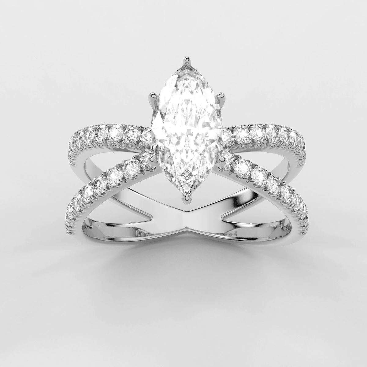 The Diamond Engagement Ring with Crossover Shank with IGI Certified Lab Grown Diamond