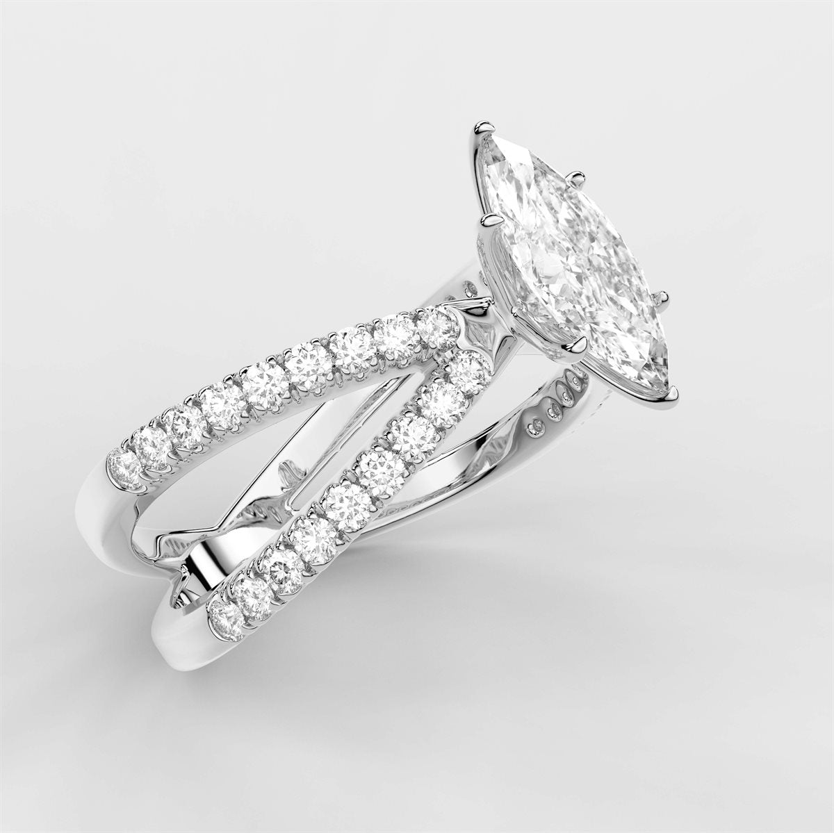 The Diamond Engagement Ring with Crossover Shank with IGI Certified Lab Grown Diamond
