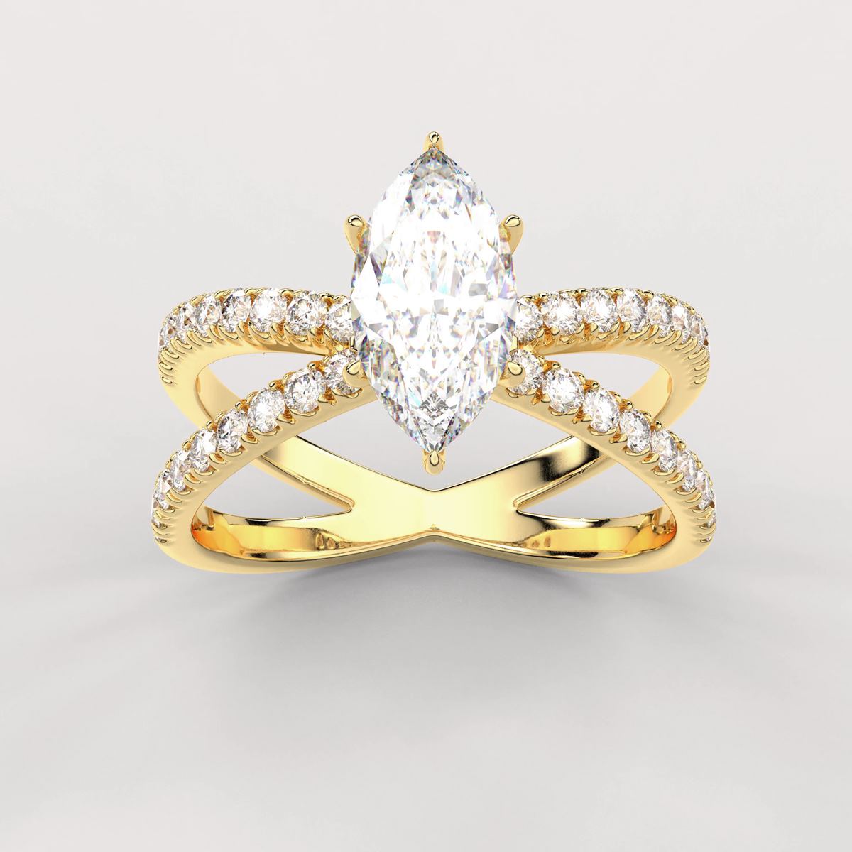The Diamond Engagement Ring with Crossover Shank with IGI Certified Lab Grown Diamond