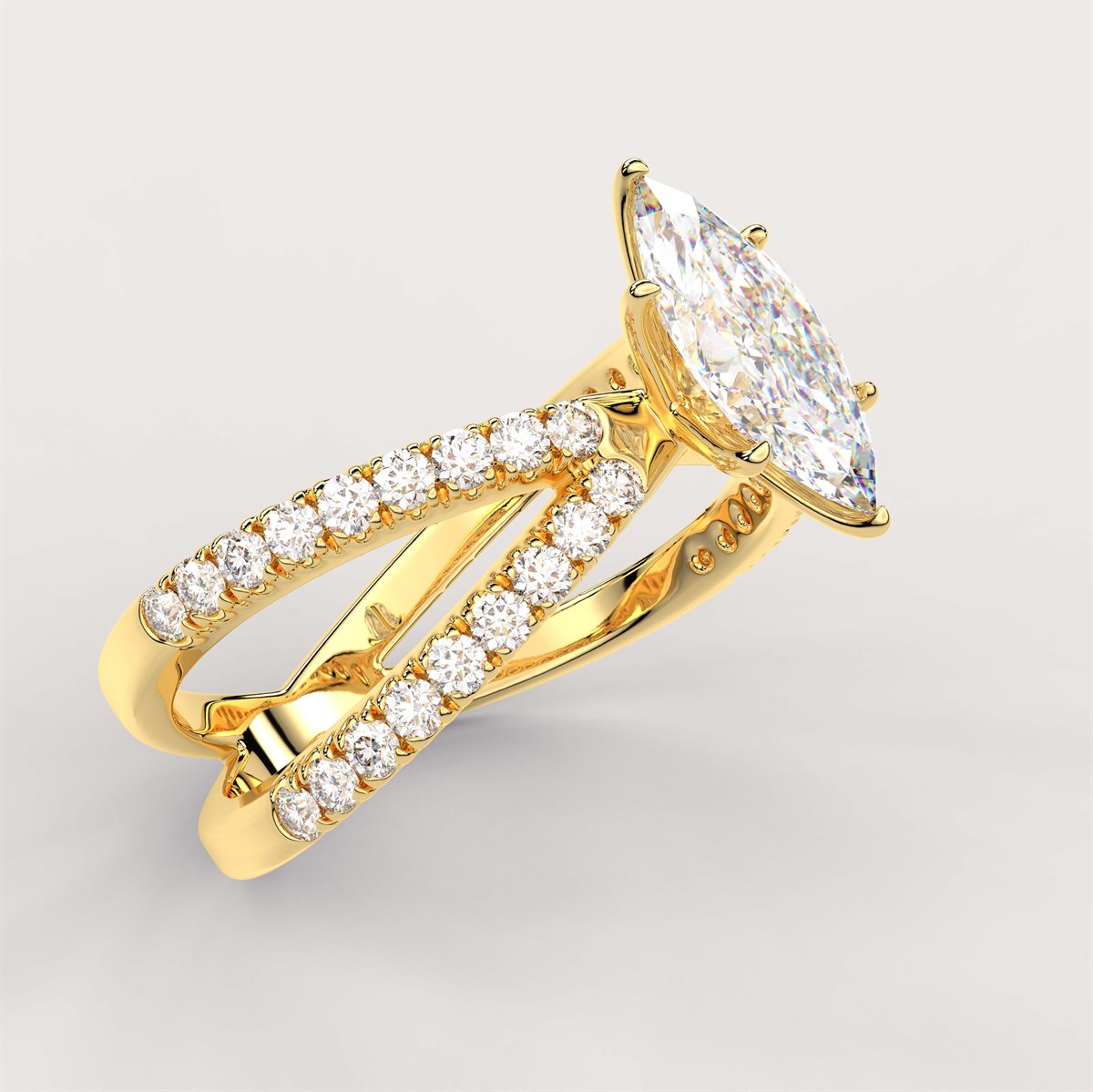 The Diamond Engagement Ring with Crossover Shank with IGI Certified Lab Grown Diamond