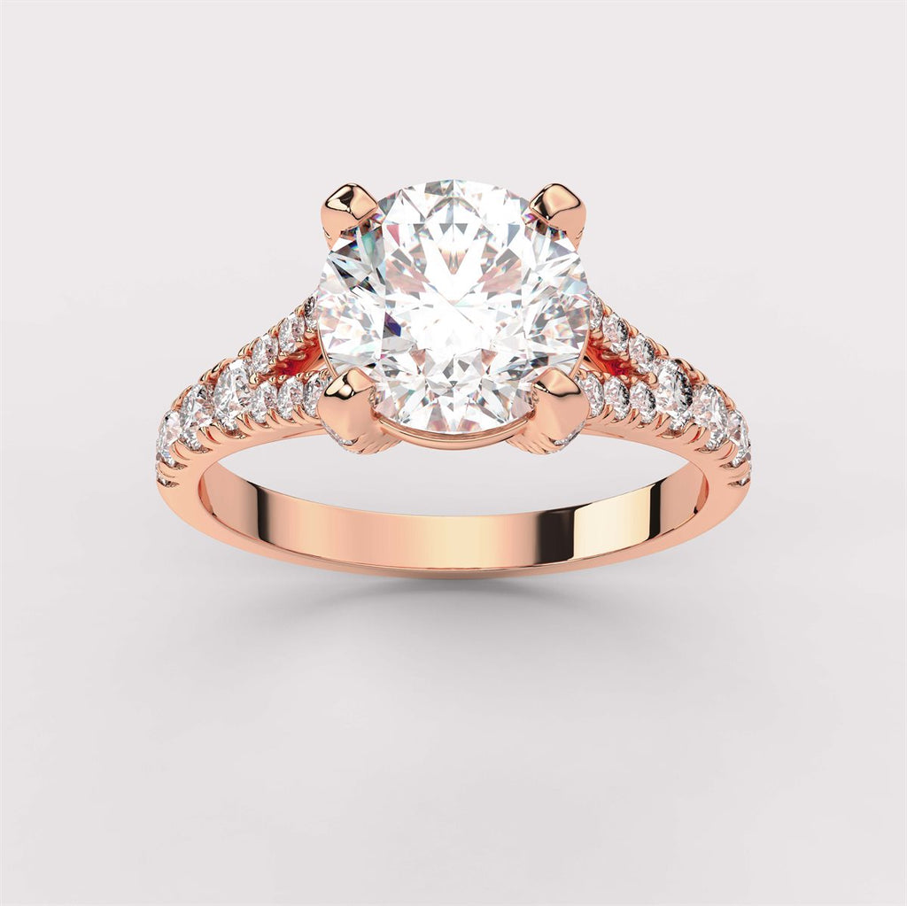 Fancy Diamond Split Shank Side Stone Engagement Ring with IGI Certified Lab Grown Diamond