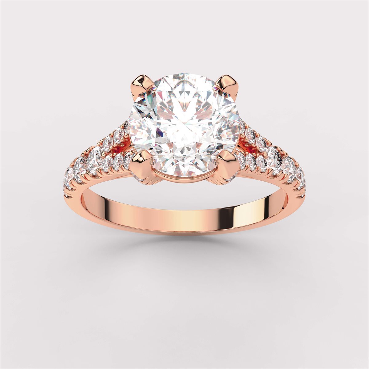Fancy Diamond Split Shank Side Stone Engagement Ring with IGI Certified Lab Grown Diamond