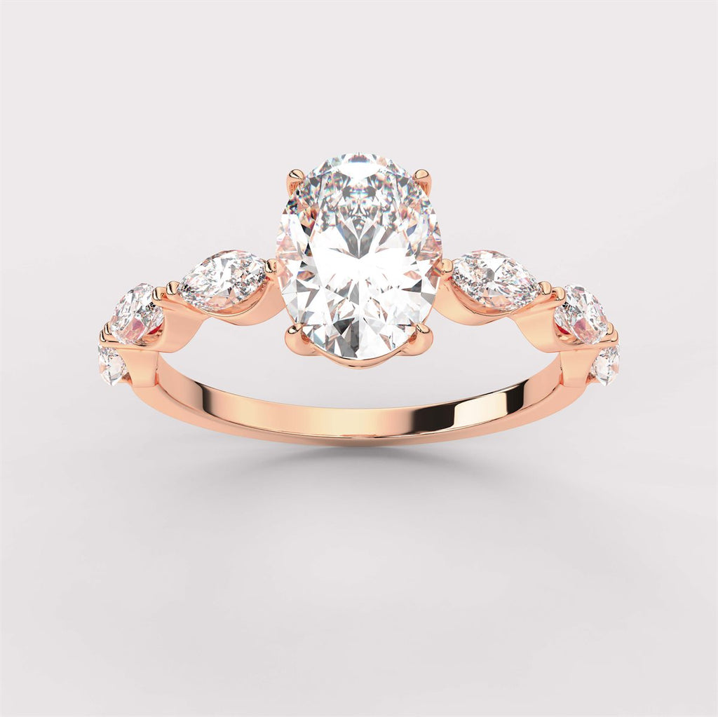 Diamond Solitaire Engagement Ring with Side Stones with IGI Certified Lab Grown Diamond