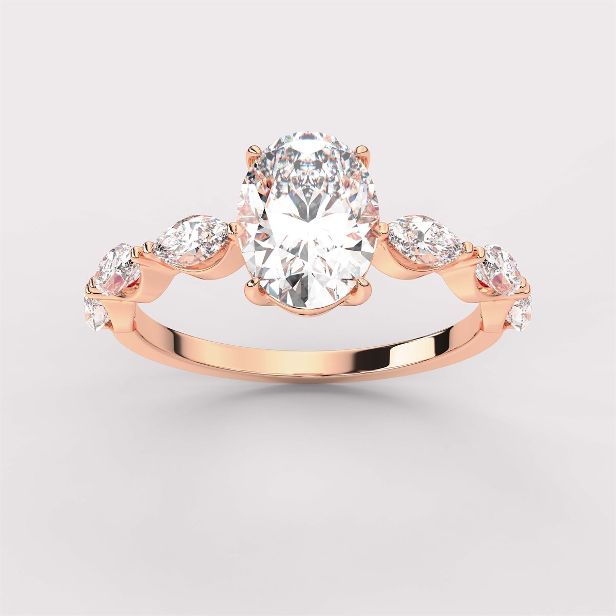 Diamond Solitaire Engagement Ring with Side Stones with IGI Certified Lab Grown Diamond