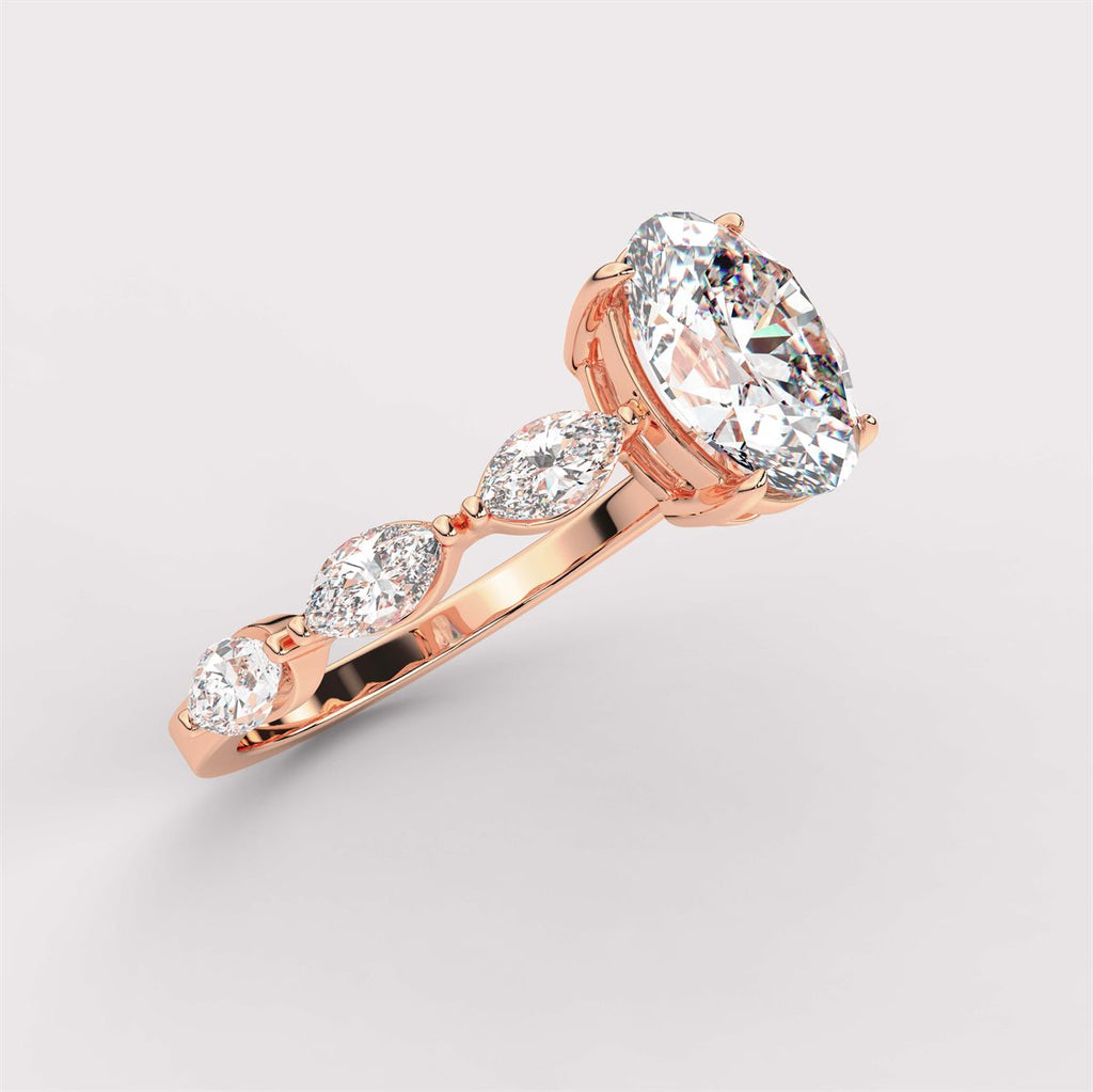 Diamond Solitaire Engagement Ring with Side Stones with IGI Certified Lab Grown Diamond