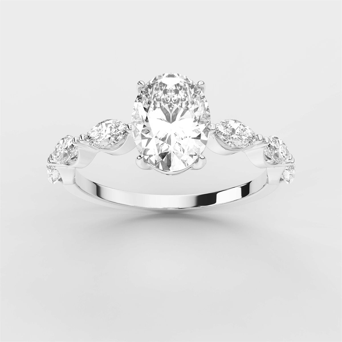 Diamond Solitaire Engagement Ring with Side Stones with IGI Certified Lab Grown Diamond