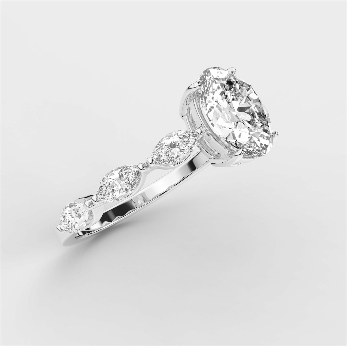 Diamond Solitaire Engagement Ring with Side Stones with IGI Certified Lab Grown Diamond