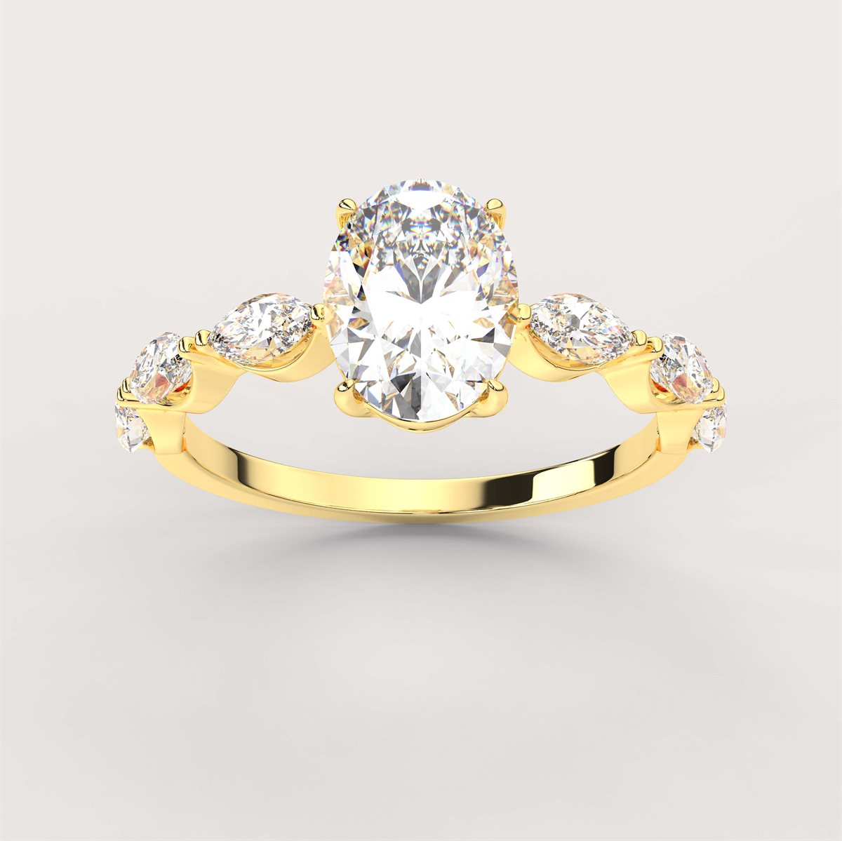 Diamond Solitaire Engagement Ring with Side Stones with IGI Certified Lab Grown Diamond