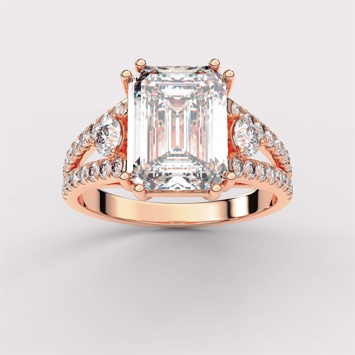 Fancy Diamond Split Shank Side Stone Engagement Ring with IGI Certified Lab Grown Diamond