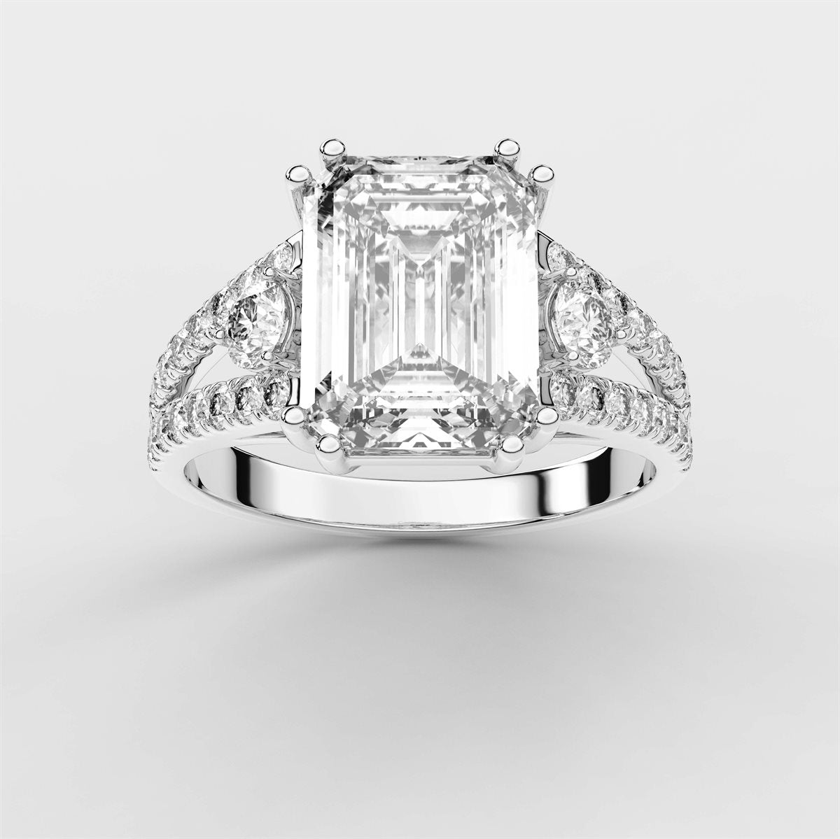 Fancy Diamond Split Shank Side Stone Engagement Ring with IGI Certified Lab Grown Diamond