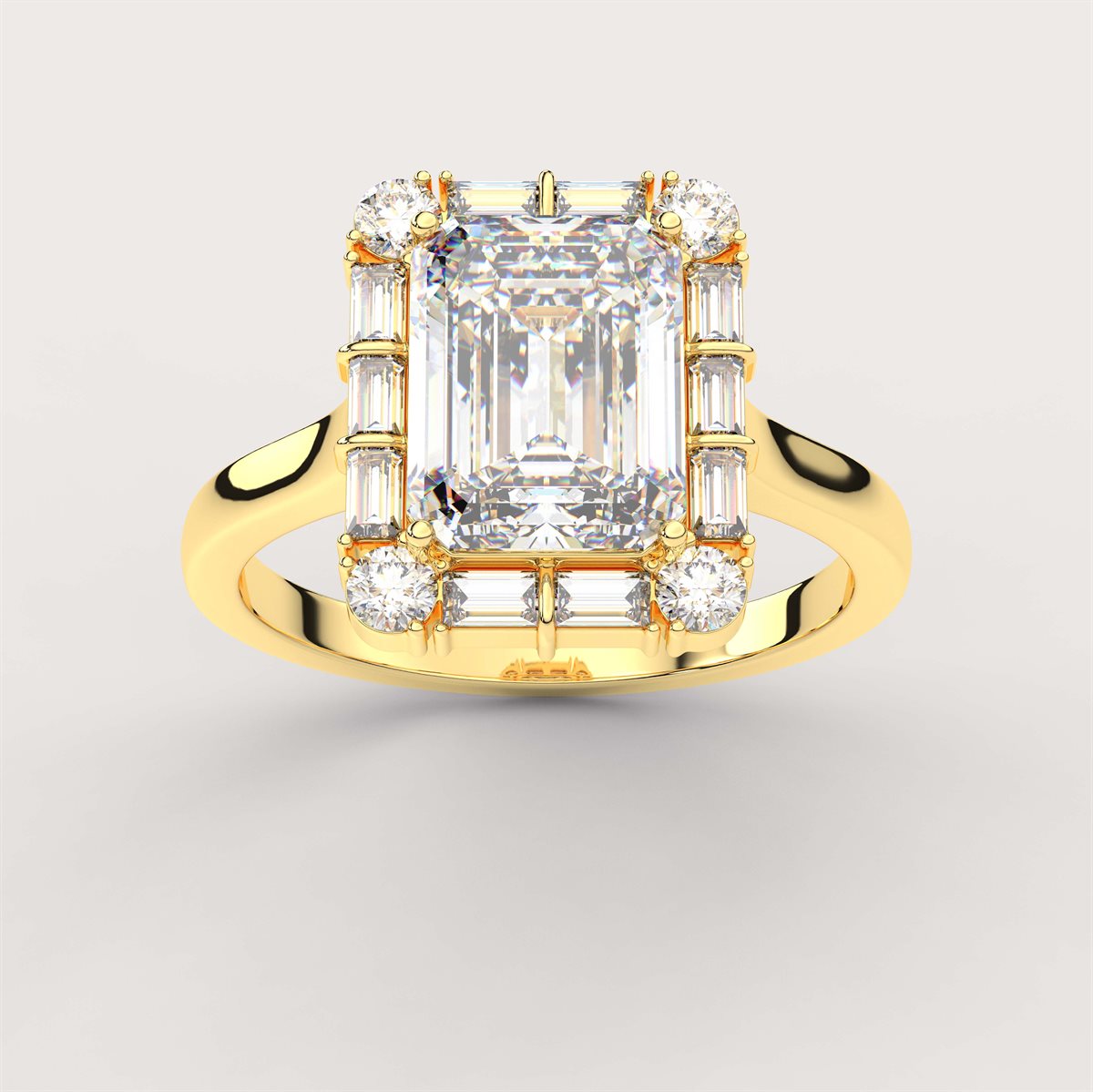 Diamond Engagement Ring with Round and Baguette Accents with IGI Certified Lab Grown Diamond