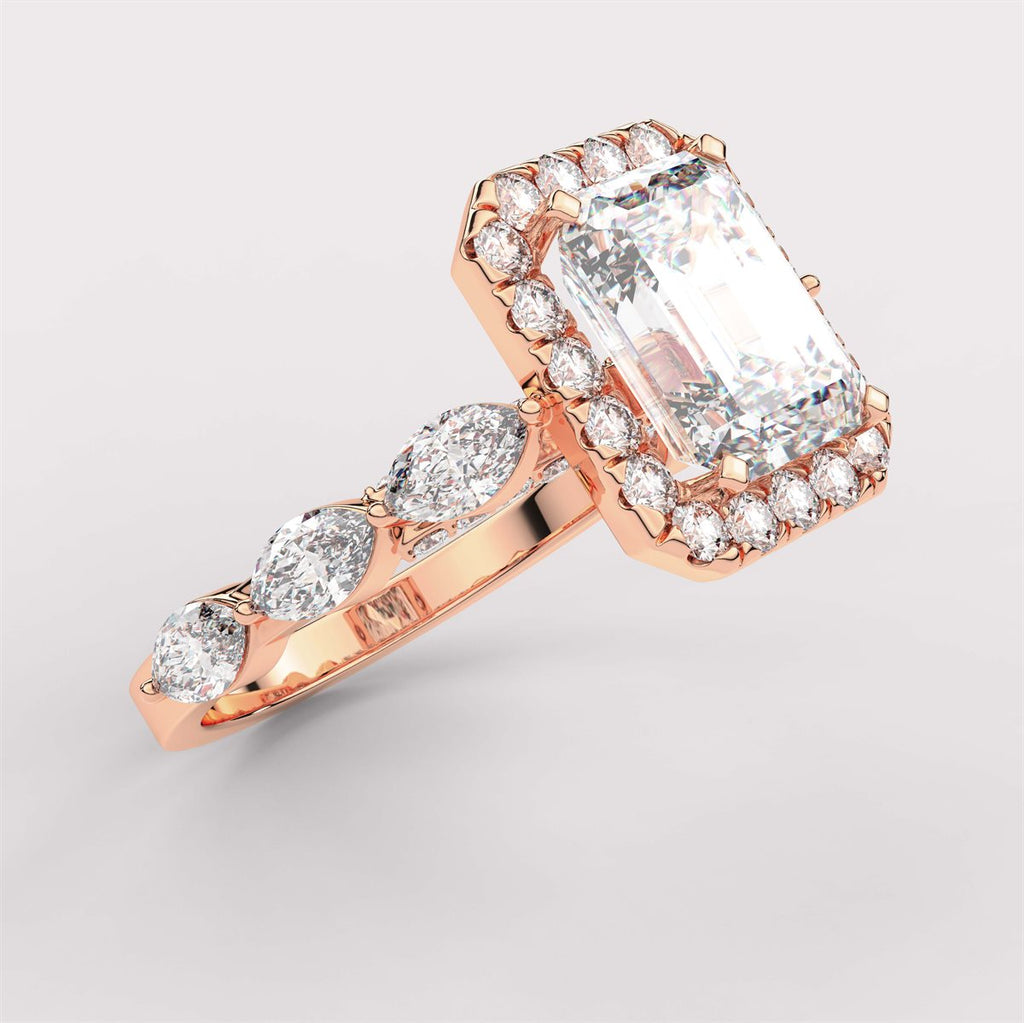 Elegant Diamond Halo Engagement Ring with Marquise Accents






 with IGI Certified Lab Grown Diamond