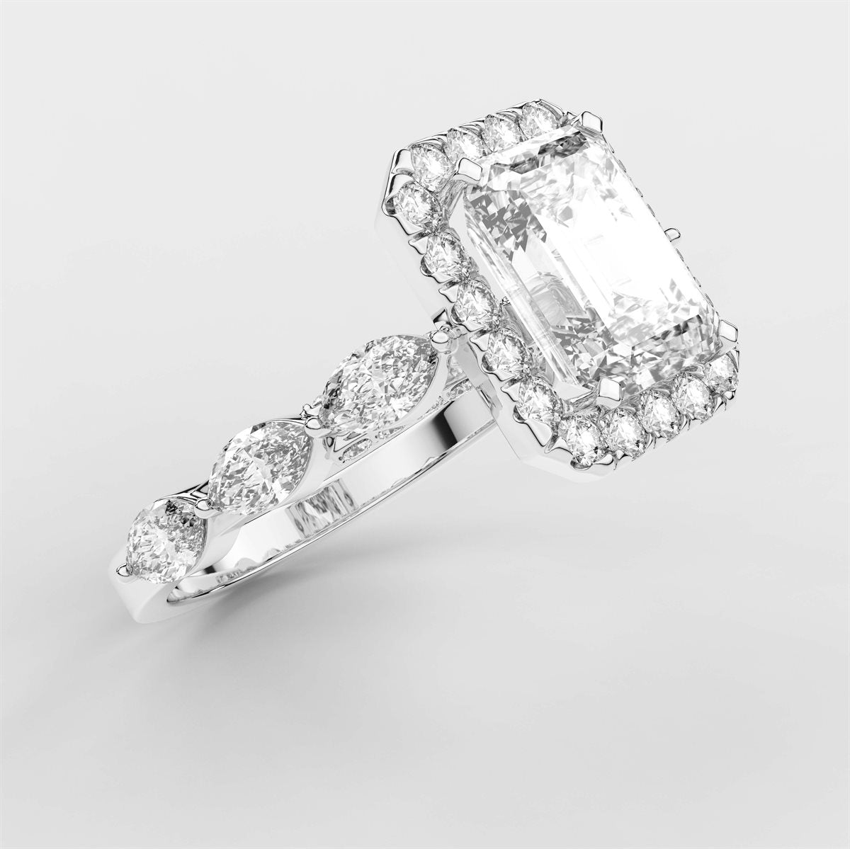 Elegant Diamond Halo Engagement Ring with Marquise Accents






 with IGI Certified Lab Grown Diamond