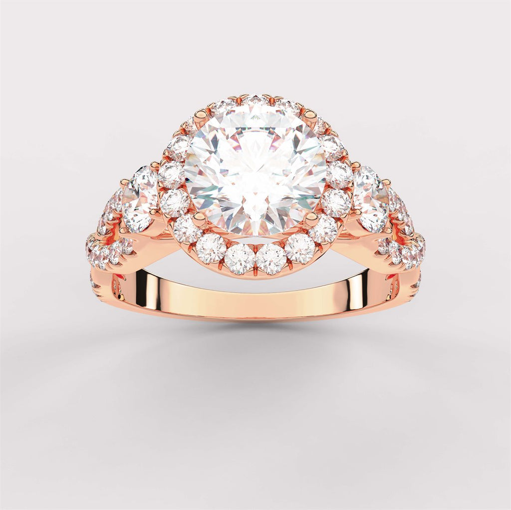 Diamond Swirl Halo Engagement Ring with IGI Certified Lab Grown Diamond