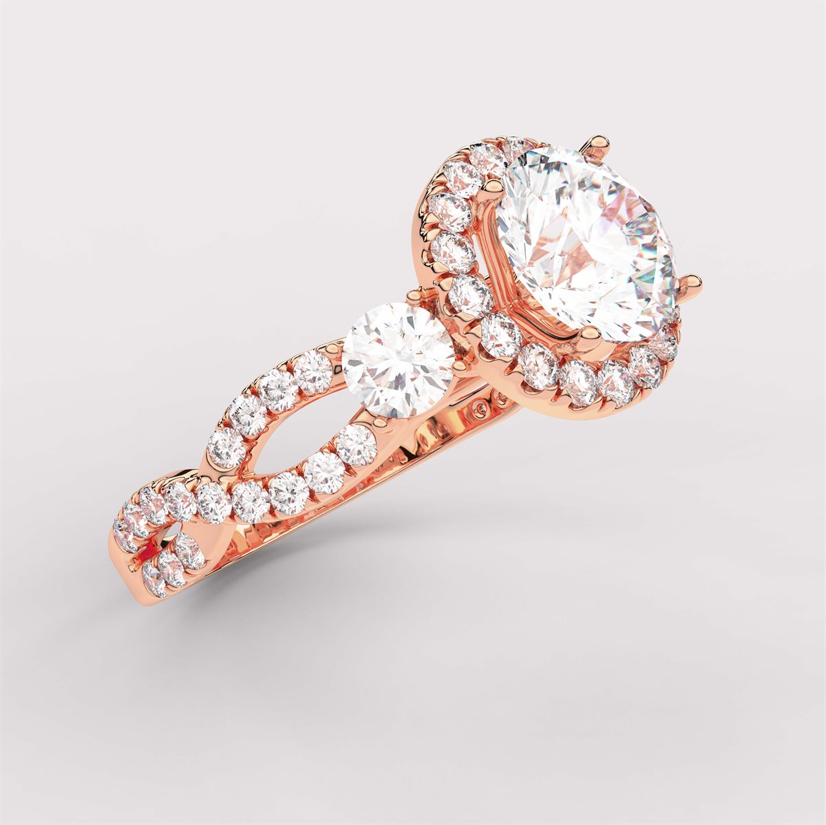 Diamond Swirl Halo Engagement Ring with IGI Certified Lab Grown Diamond