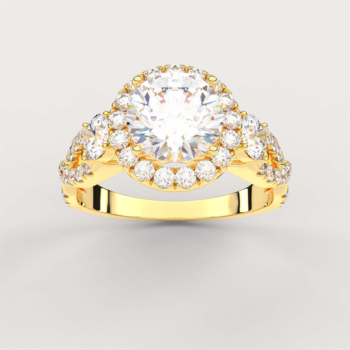 Diamond Swirl Halo Engagement Ring with IGI Certified Lab Grown Diamond