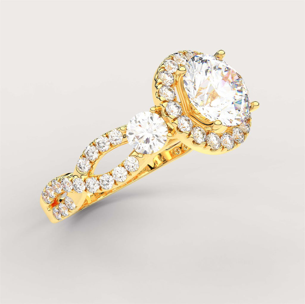 Diamond Swirl Halo Engagement Ring with IGI Certified Lab Grown Diamond