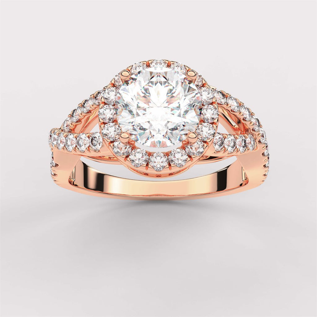 Unique Twisted Shank Diamond Engagement Ring with IGI Certified Lab Grown Diamond