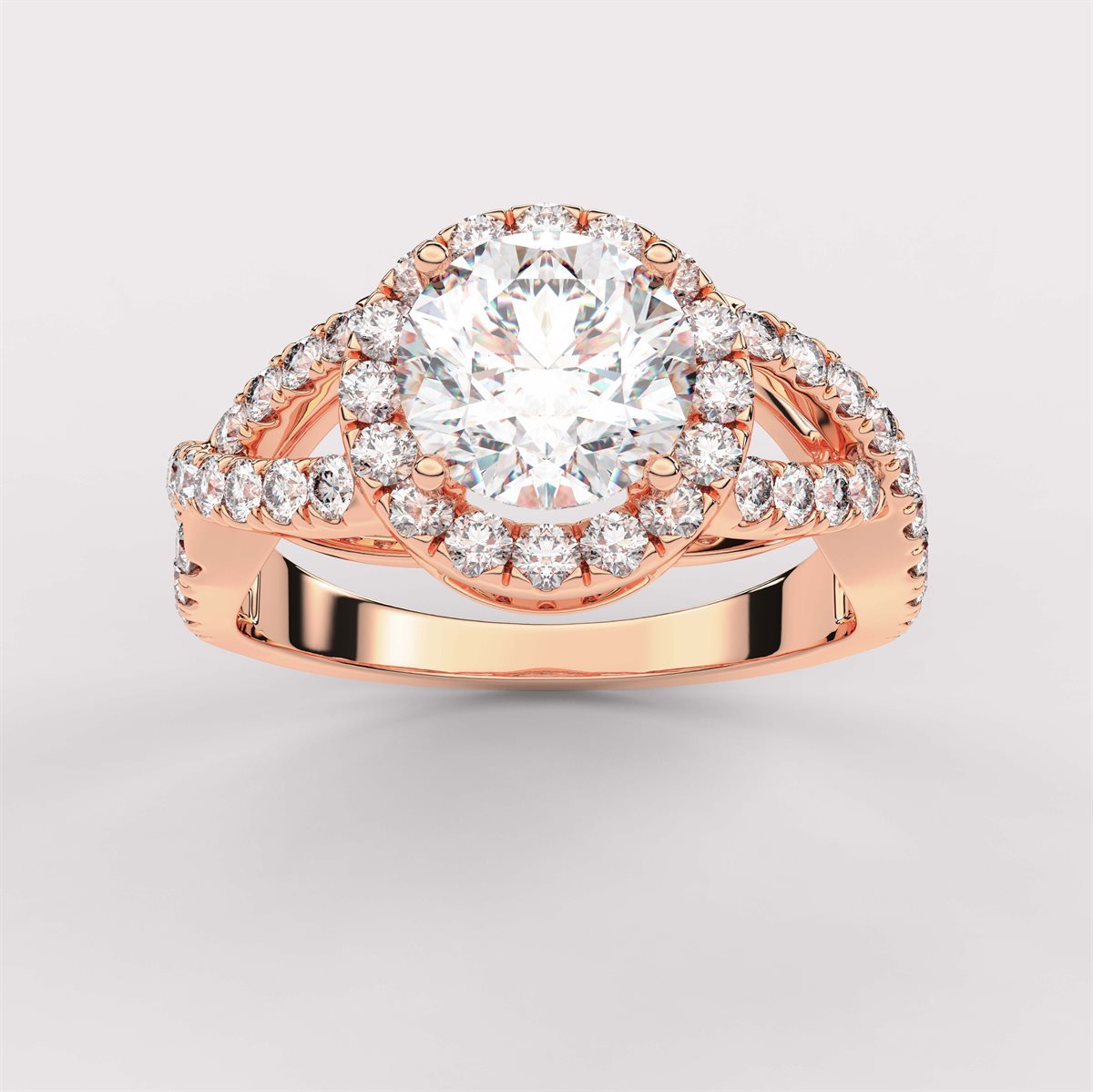 Unique Twisted Shank Diamond Engagement Ring with IGI Certified Lab Grown Diamond