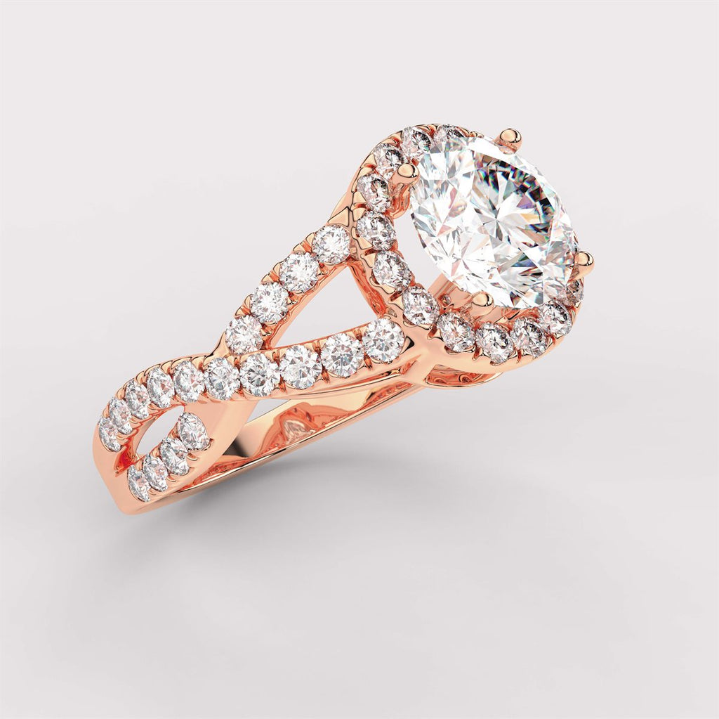 Unique Twisted Shank Diamond Engagement Ring with IGI Certified Lab Grown Diamond