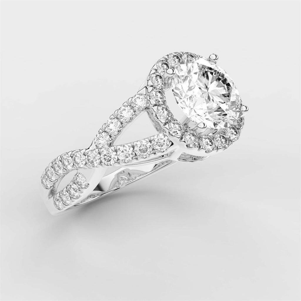 Unique Twisted Shank Diamond Engagement Ring with IGI Certified Lab Grown Diamond