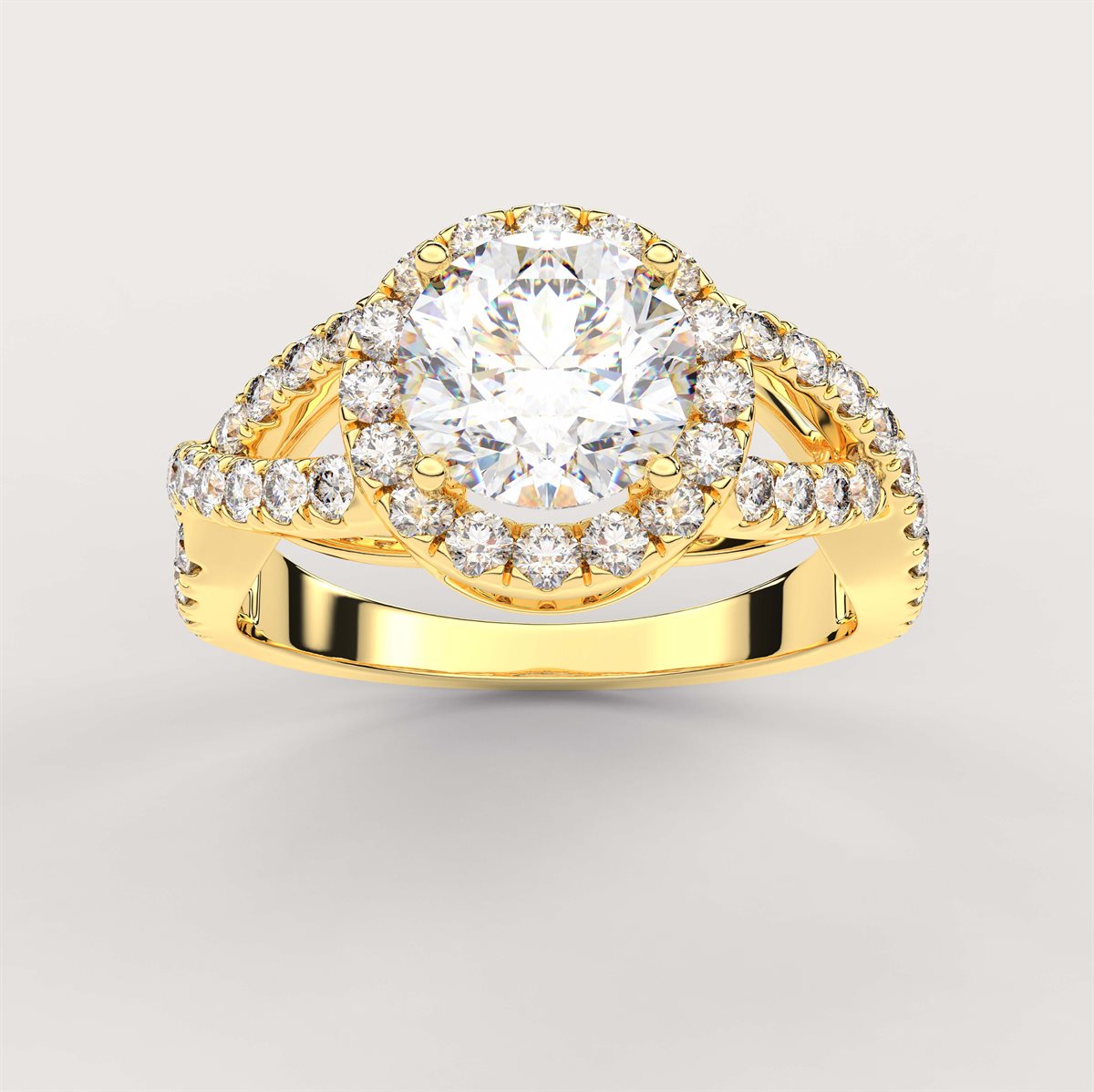 Unique Twisted Shank Diamond Engagement Ring with IGI Certified Lab Grown Diamond
