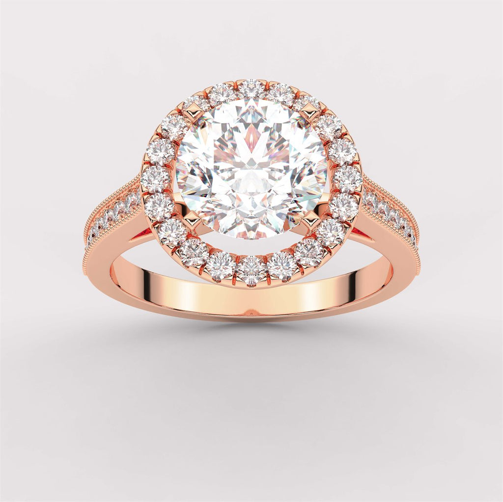 Diamond Channel Halo Engagement Ring with IGI Certified Lab Grown Diamond