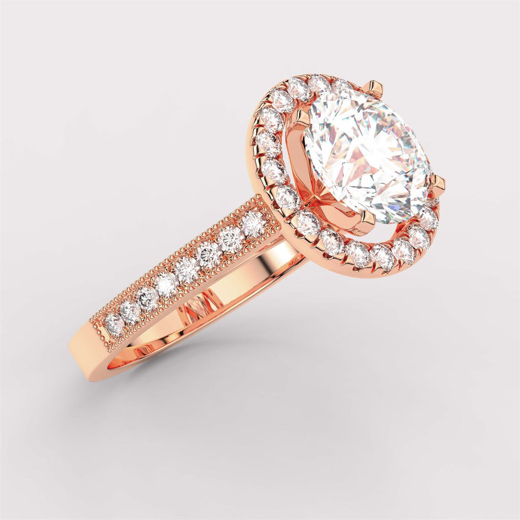 Diamond Channel Halo Engagement Ring with IGI Certified Lab Grown Diamond