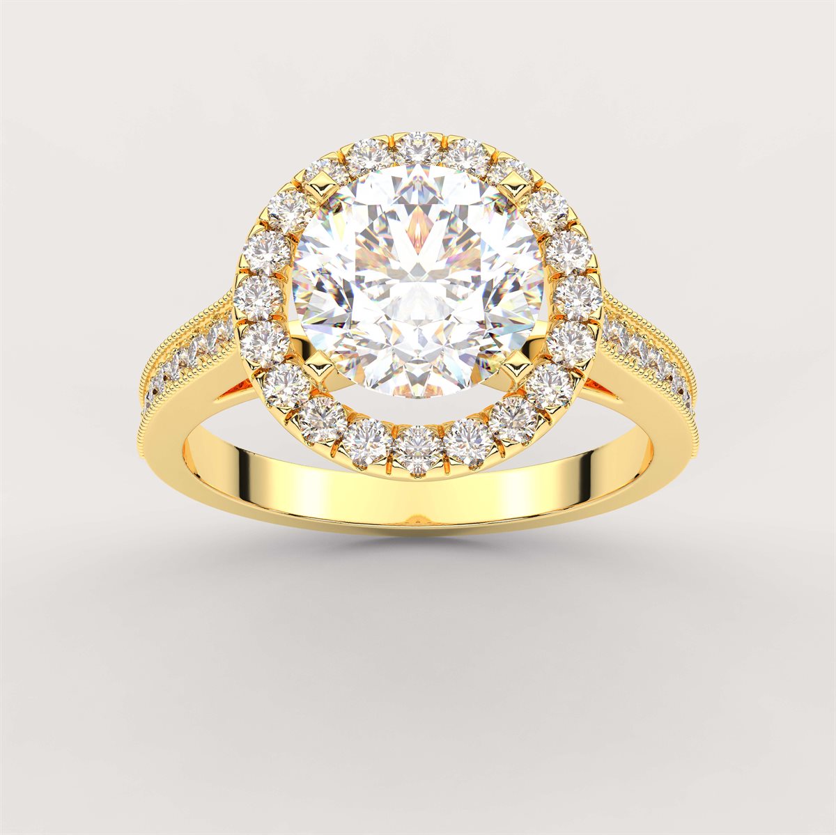 Diamond Channel Halo Engagement Ring with IGI Certified Lab Grown Diamond