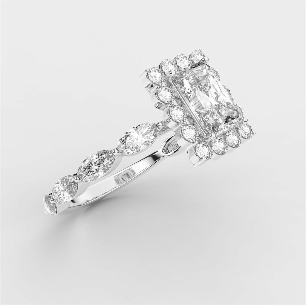 Fancy Pink Floating Diamond Halo Engagement Ring with IGI Certified Lab Grown Diamond