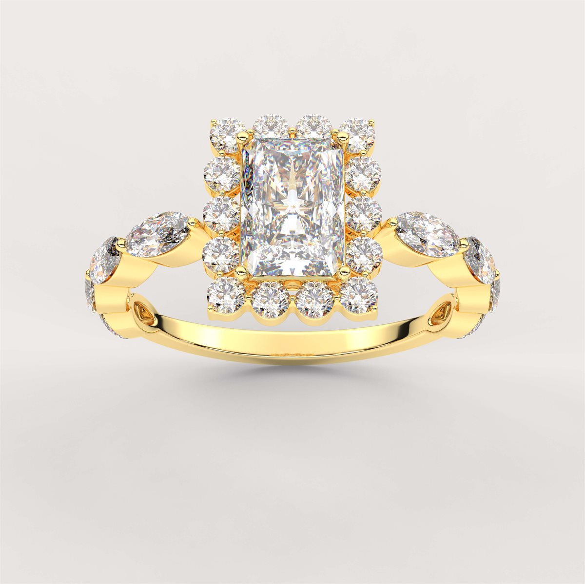 Fancy Pink Floating Diamond Halo Engagement Ring with IGI Certified Lab Grown Diamond