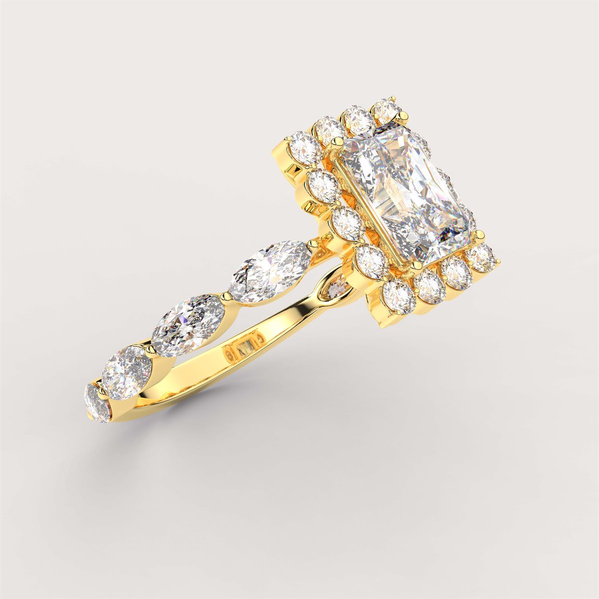 Fancy Pink Floating Diamond Halo Engagement Ring with IGI Certified Lab Grown Diamond