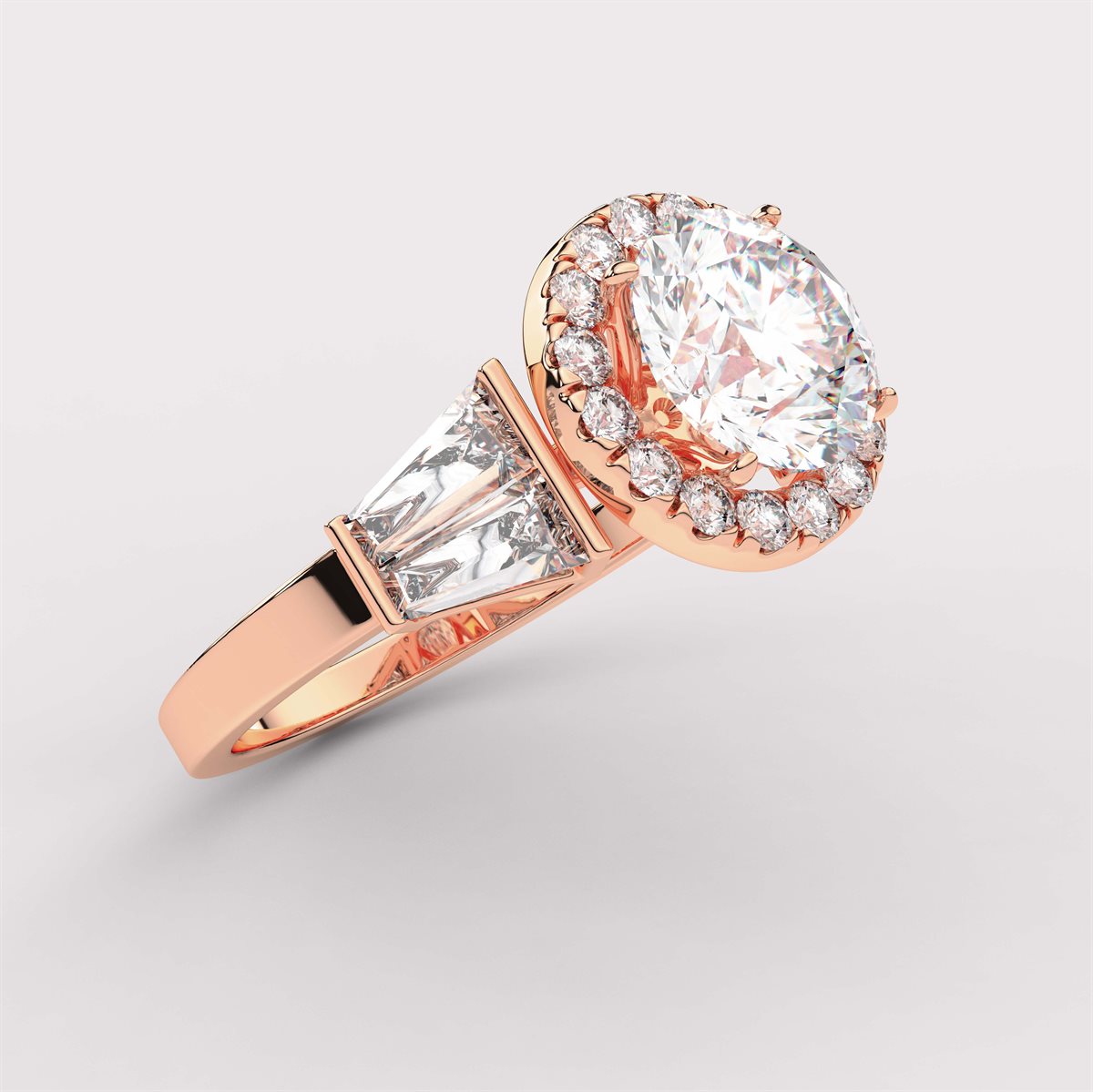 Side Accent Diamond Engagement Ring with IGI Certified Lab Grown Diamond
