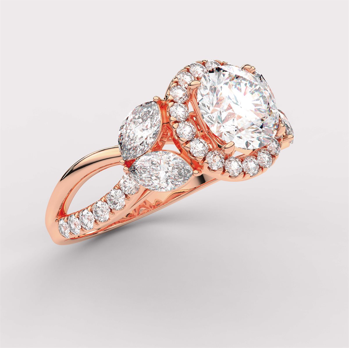 Round cut engagement ring with IGI Certified Lab Grown Diamond