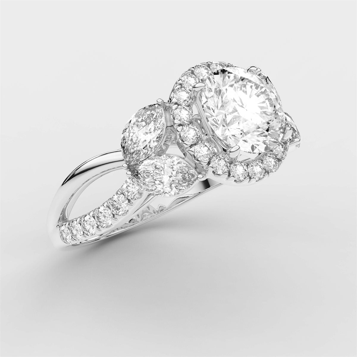 Round cut engagement ring with IGI Certified Lab Grown Diamond