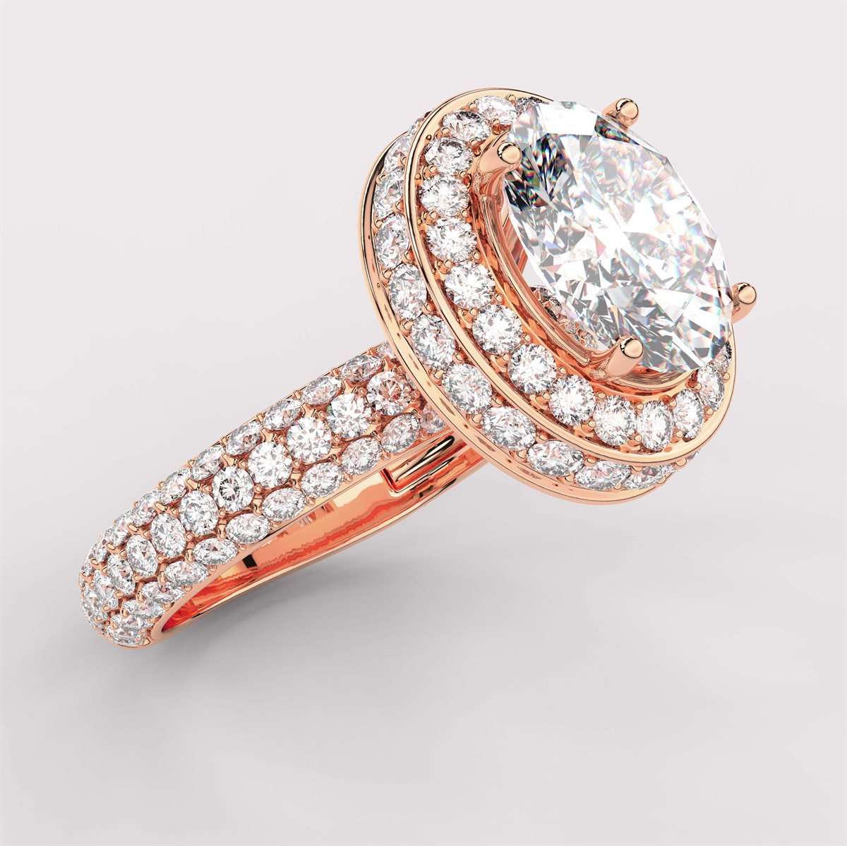 Diamond Halo Engagement Ring with IGI Certified Lab Grown Diamond