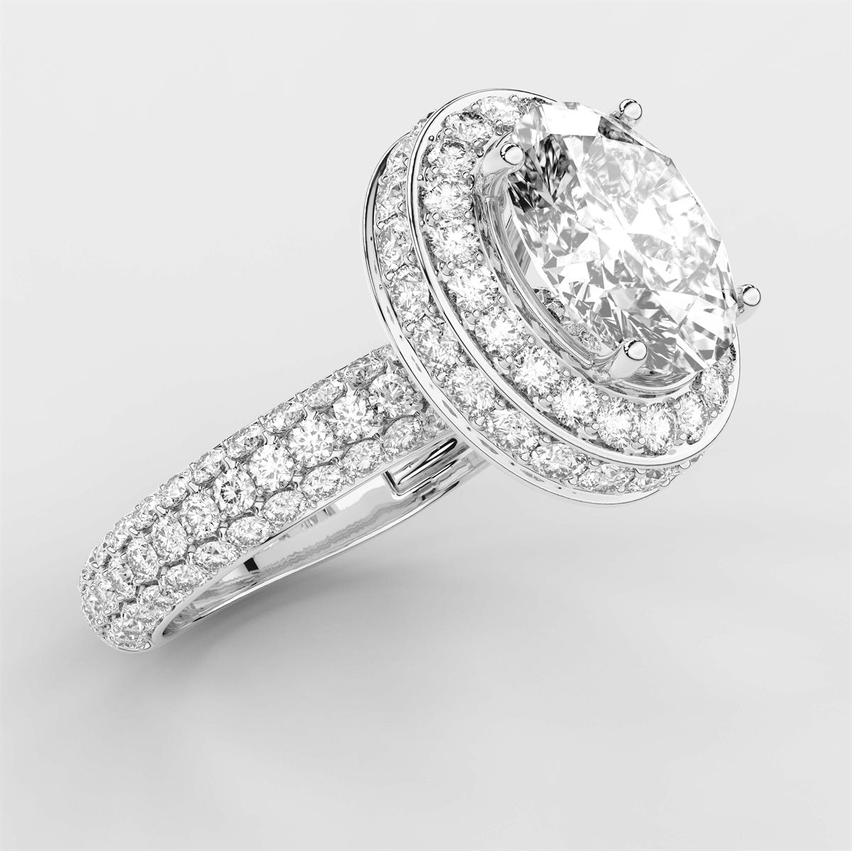 Diamond Halo Engagement Ring with IGI Certified Lab Grown Diamond