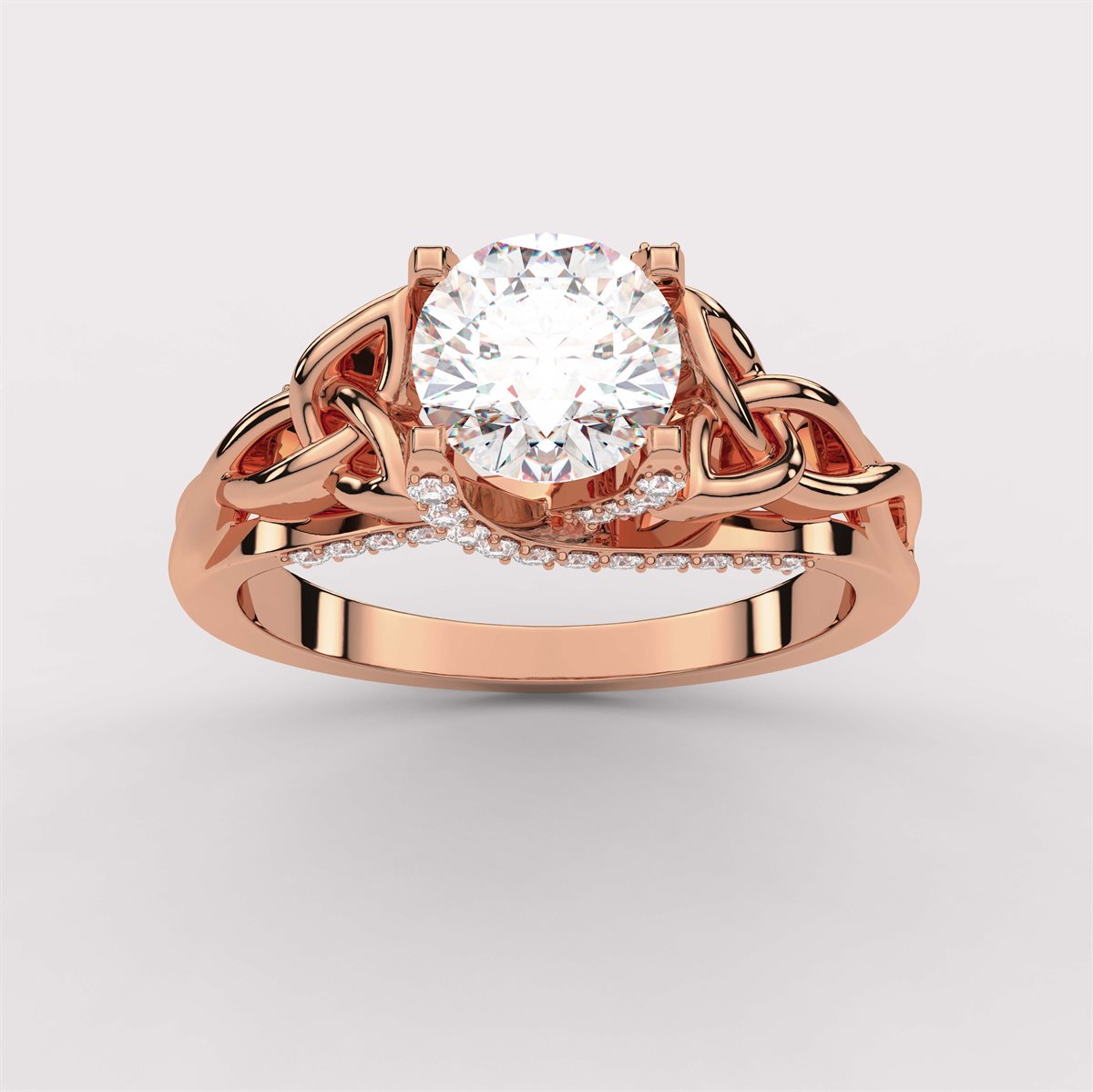 Diamond Twist Side Stone Engagement Ring i with IGI Certified Lab Grown Diamond