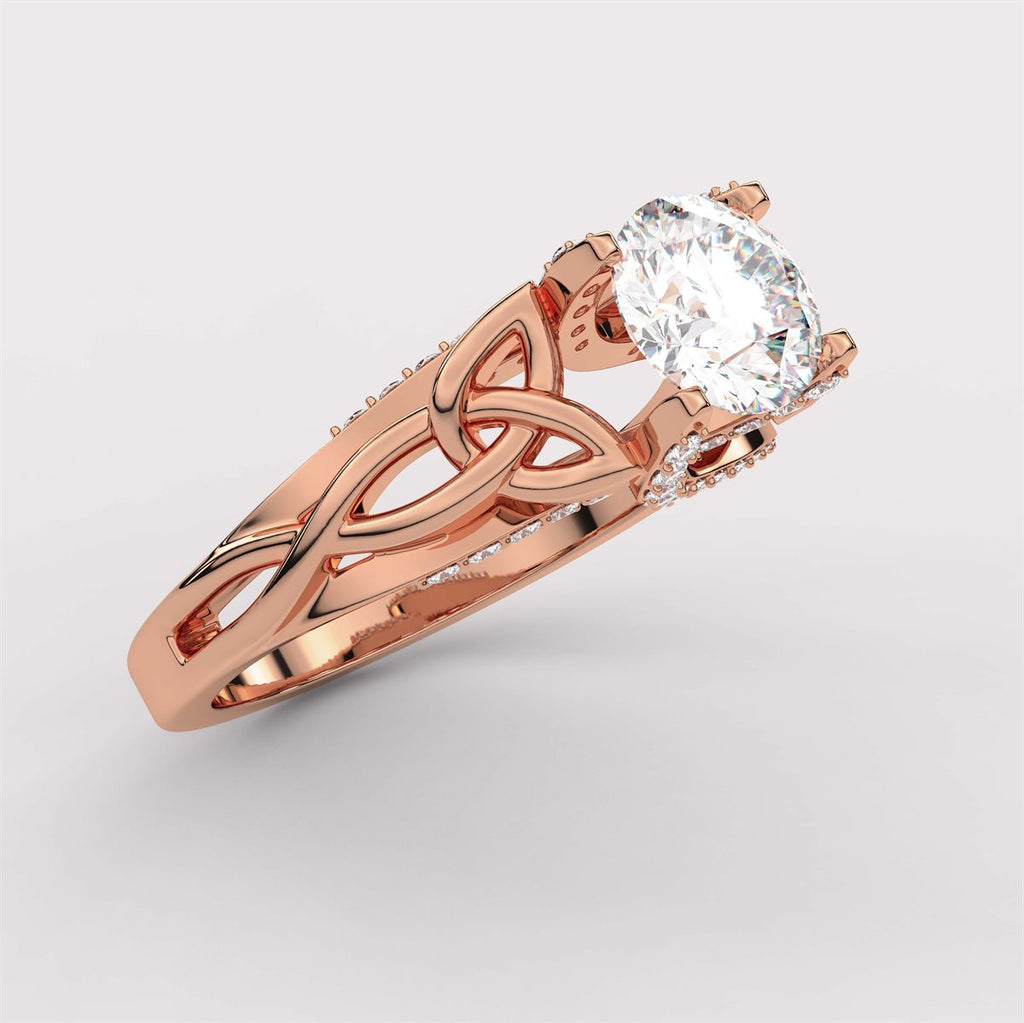 Diamond Twist Side Stone Engagement Ring i with IGI Certified Lab Grown Diamond