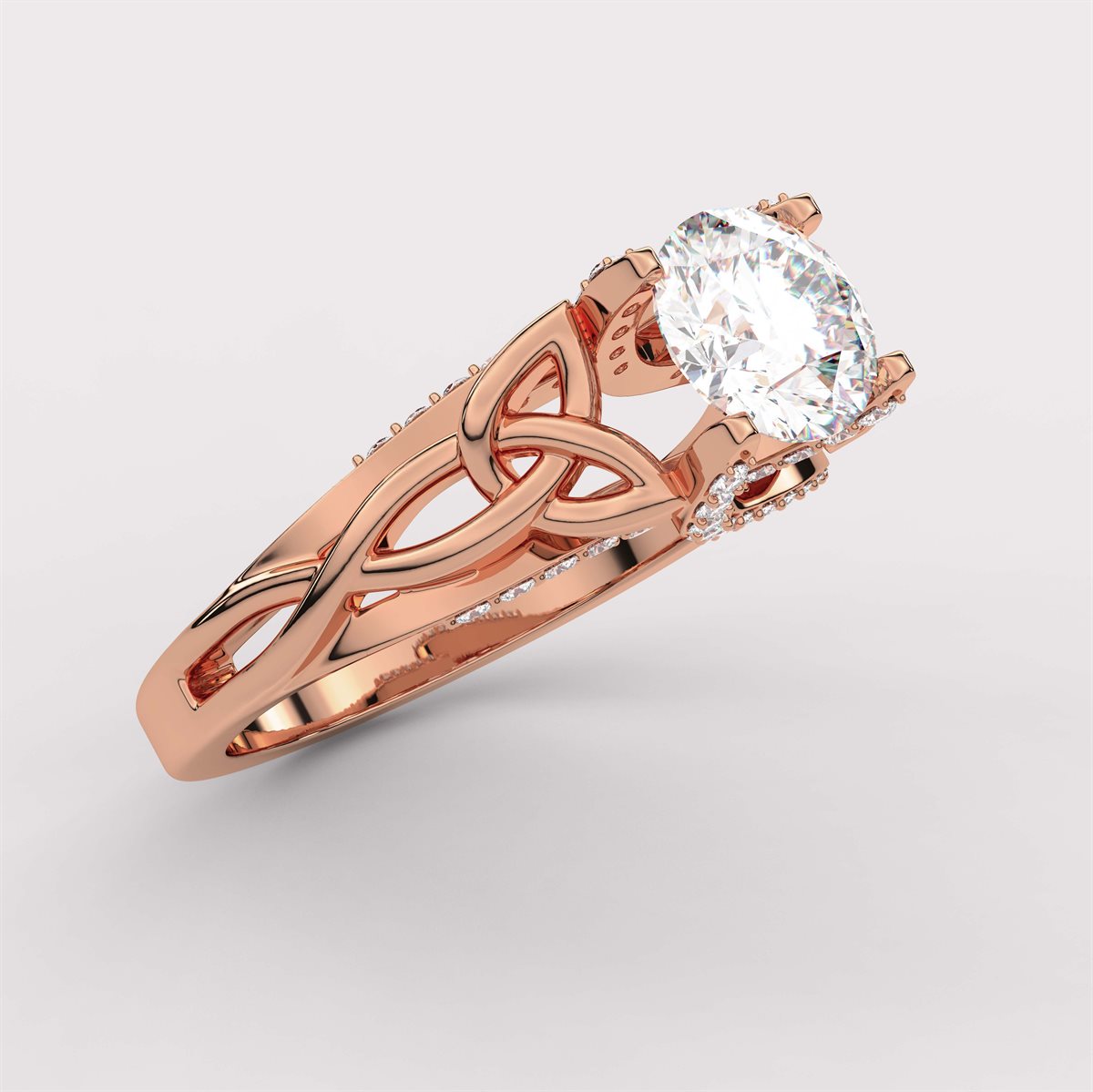 Diamond Twist Side Stone Engagement Ring i with IGI Certified Lab Grown Diamond