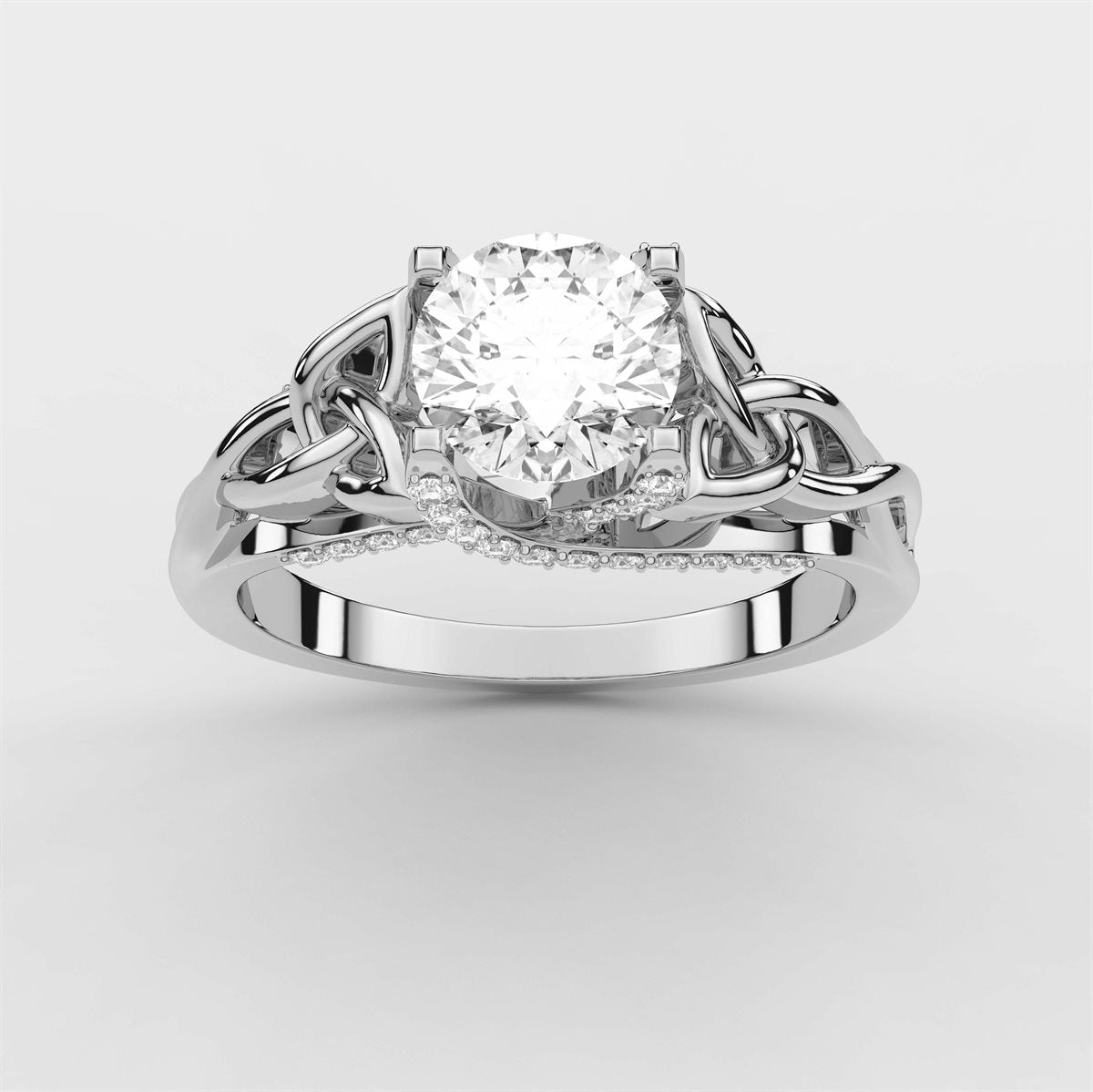 Diamond Twist Side Stone Engagement Ring i with IGI Certified Lab Grown Diamond