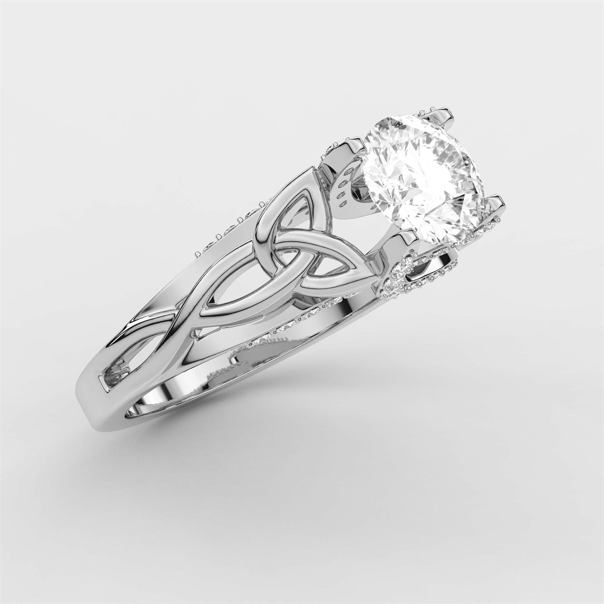 Diamond Twist Side Stone Engagement Ring i with IGI Certified Lab Grown Diamond