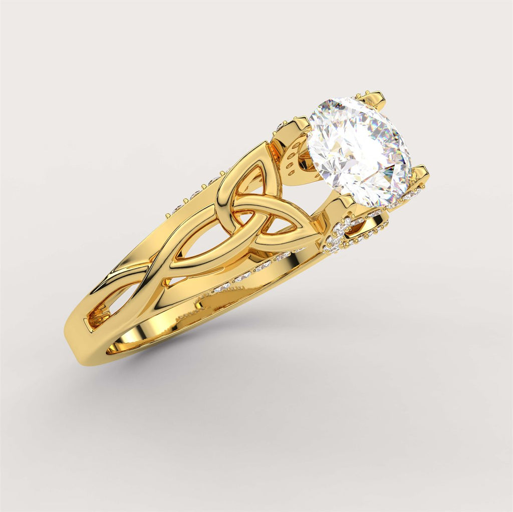 Diamond Twist Side Stone Engagement Ring i with IGI Certified Lab Grown Diamond